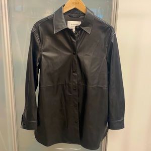 Faux Leather oversized Shirt Jacket